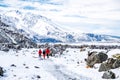 Beautiful view of Mount Cook National Park covered with snow after a snowy day