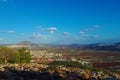 Beautiful view of Mount Tabor and surrounding countryside in Israel. Lower Galilee in northern Israel with modern agricultural Royalty Free Stock Photo