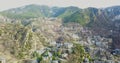 Beautiful view of the mountain city in the Alps in 4k