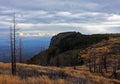 Beautiful view of a mountain crest and a burnt forest Royalty Free Stock Photo