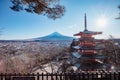 Beautiful view of mountain Fuji and Chureito pagoda Royalty Free Stock Photo