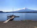 Beautiful view of  Mountain Fuji and Lake Kawaguchiko in Japan Royalty Free Stock Photo