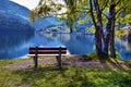 Beautiful view of a mountain lake in the autumn sunny day. Poschiavo, Royalty Free Stock Photo