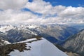 Beautiful view of the mountain landscape: mountain ranges, white clouds