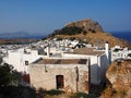 Beautiful view from the mountain of Lindos on the island of Rhodes in Greece Royalty Free Stock Photo