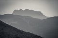 Beautiful view of mountain lying face, trois couronnes in black and white, basque country
