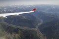 Beautiful aerial view of the mountain range of the European Alps