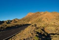 Beautiful view of the mountain ridge and road on the way to Telerifico Cable Car. Pico del Teide national park on Royalty Free Stock Photo