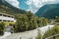 Beautiful view of mountain river in summer, Switzerland Royalty Free Stock Photo