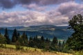 Mountain view under clouds