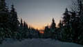 Beautiful view of the mountain ski cross country track in winter at sunset, snowy trail, view3, nature, Czech Republic