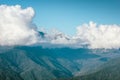 Beautiful view of the mountains with big clouds in blue sky. Krasnodar area, Sochi Royalty Free Stock Photo