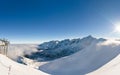 Beautiful view of the mountains and cableway on a sunny day Royalty Free Stock Photo