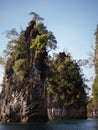 Beautiful view mountains and lake from boat in Ratchaprapa dam, Khoa Sok National Park, Surat Thani Royalty Free Stock Photo