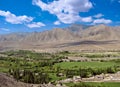 Beautiful view of mountains, Shyok river and houses in Hunder village near Diskit, Ladakh, India Royalty Free Stock Photo