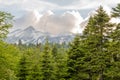 Tops of the Caucasus Mountains in clouds