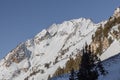 Beautiful view of mountains in Utah covered in conifers and late spring snow, USA Royalty Free Stock Photo