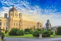 Beautiful view of the Museum of Art History and the bronze monument of the Empress Maria Theresa in Vienna, Austria