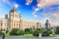 Beautiful view of the Museum of Art History and the bronze monument of the Empress Maria Theresa in Vienna, Austria