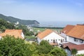 Beautiful view of Namhae German Village surrounded with trees in Namhae County, South Korea Royalty Free Stock Photo