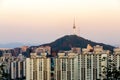 Beautiful view of Namsan tower on sunset, Seoul, South Korea Royalty Free Stock Photo