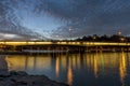 Beautiful view of the Narrows Bridge on the Swan River at blue hour, Perth, Western Australia Royalty Free Stock Photo