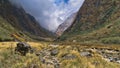 Beautiful view of nature on a trekking trail to the Annapurna base camp, the Himalayas, Nepal. Himalayas mountain landscape in the Royalty Free Stock Photo