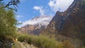 Beautiful view of nature on a trekking trail to the Annapurna base camp, the Himalayas, Nepal. Himalayas mountain landscape in the Royalty Free Stock Photo