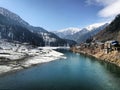 Beautiful view of Neelum River in winter Royalty Free Stock Photo