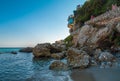 Beautiful view of Nerja beach with The Balcony of Europe (BalcÃÂ³n de Europa) above Royalty Free Stock Photo