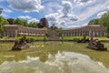 Beautiful view of the new palace and fountain of Eremitage in Bayreuth Royalty Free Stock Photo