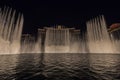 Beautiful view of night city overlooking fountains of Bellagio hotel. Las Vegas. Royalty Free Stock Photo