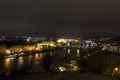 Beautiful view on the night cityscape of Prague from Letna with many bridges across the river Royalty Free Stock Photo