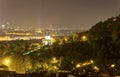 Beautiful view on the night cityscape of Prague from Letna with many bridges across the river Royalty Free Stock Photo