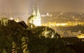 Beautiful view on the night cityscape of Prague from Letna with many bridges across the river Royalty Free Stock Photo