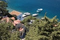 Beautiful view of Nimburio bay, Symi island, Greece. Royalty Free Stock Photo