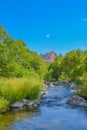Beautiful view of Oak Creek a freshwater spring in the Oak Creek Canyon of Coconino National Forest. Sedona, Arizona