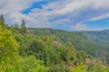 Beautiful view from Oak Creek Vista in the mountains of Arizona pine forest. Royalty Free Stock Photo