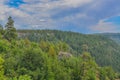 Beautiful view from Oak Creek Vista in the mountains of Arizona pine forest. Royalty Free Stock Photo