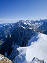Beautiful view from the observation deck of the Aiguille du Midi, 3842 m high, Mont Blanc mountain range in the French Alps Royalty Free Stock Photo