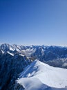 Beautiful view from the observation deck of the Aiguille du Midi, 3842 m high, Mont Blanc mountain range in the French Alps Royalty Free Stock Photo