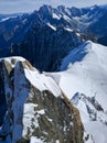 Beautiful view from the observation deck of the Aiguille du Midi, 3842 m high, Mont Blanc mountain range in the French Alps. Royalty Free Stock Photo