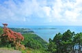 Beautiful view from observation deck on the Black Sea and village Big Utrish on summer sunny day