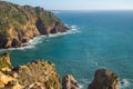 Beautiful view of the ocean and cliffs of Caba da Roca, Portugal. Royalty Free Stock Photo