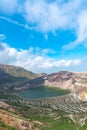 Beautiful view of Okama crater lake at Mount Zao