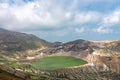 Okama crater lake at Mount Zao in summer sunny day. active volcano in Miyagi Prefecture