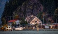 Beautiful view of an old boat dock of Harrison Lake, Harrison BC, Canada Royalty Free Stock Photo