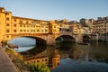 Beautiful view of the Old Bridge (Ponte Vecchio) over the Arno River in Florence, Italy Royalty Free Stock Photo