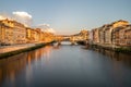 Beautiful view of the Old Bridge (Ponte Vecchio) over the Arno River in Florence, Italy Royalty Free Stock Photo