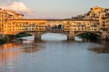 Beautiful view of the Old Bridge (Ponte Vecchio) over the Arno River in Florence, Italy Royalty Free Stock Photo